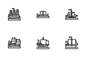 Ancient Ship Maritime Vessel Icon Pack