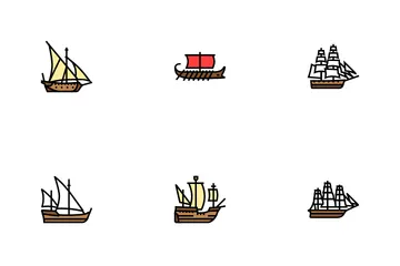 Ancient Ship Maritime Vessel Icon Pack