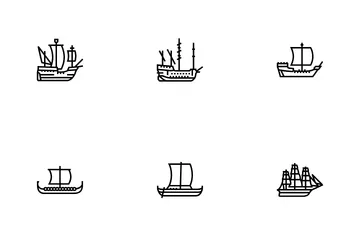 Ancient Ship Maritime Vessel Icon Pack