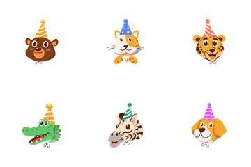 동물 생일 파티 아이콘 팩