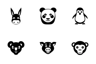 Animal Faces Vector Icons