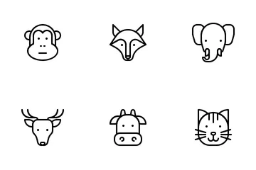 Arte lineal de animales Paquete de Iconos