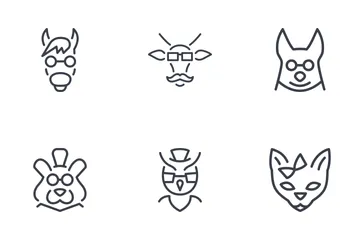 Animales Hipsters Thinline Paquete de Iconos