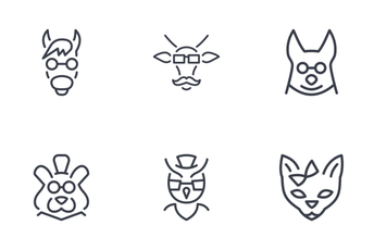 Аnimals Hipsters Thinline Icon Pack