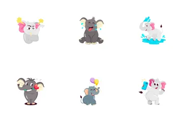 Animated Elephant Cartoon Stickers Icon Pack