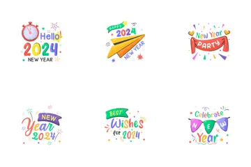 Año nuevo 2024 Paquete de Iconos