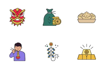 Año Nuevo Lunar Paquete de Iconos