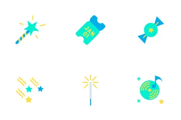 Año Nuevo - Plano Paquete de Iconos