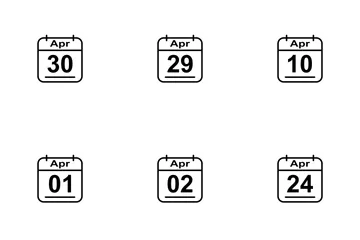 April  Calendar 2017 Line Icon Pack