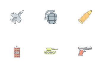 Army And Military Flat Outline Icon Pack