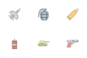 Army And Military Flat Outline Icon Pack