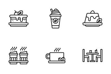 Arte lineal de café Paquete de Iconos