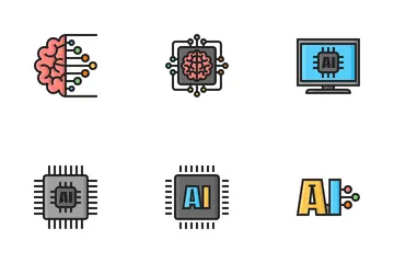 Artificial Intelligence Chips Icon Pack