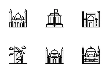 Asian Countries Landmark Icon Pack