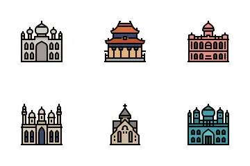 Asian Countries Landmark Icon Pack