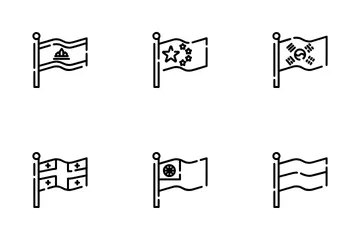 Asien Flaggen Symbolpack