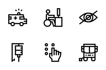 Asistencia a personas con discapacidad Paquete de Iconos