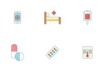  Strumenti medici per l'assistenza sanitaria Cuore medico per l'occhio Icon Pack