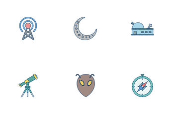 Astronomy Flat Outline Icon Pack