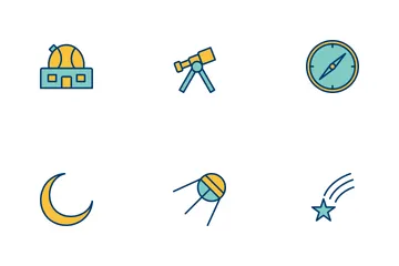 Astronomy Line Filled Two Color Icon Pack