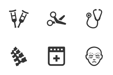 Atención médica y sanitaria: serie negra (juego 2) Paquete de Iconos