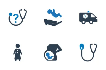 Atención médica y sanitaria: serie azul (juego 1) Paquete de Iconos