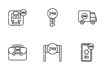 Atendimento 24 horas Pacote de Ícones