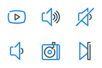 Audio Video Colored Line Icon Pack