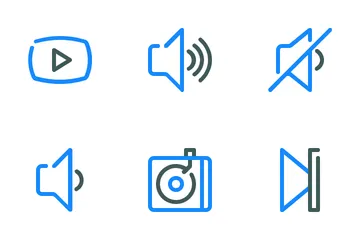 Audio Vídeo Línea Coloreada Paquete de Iconos