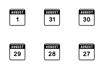 August Calendar Icon Pack