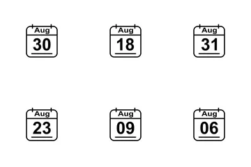 August  Calendar 2017 Line Icon Pack