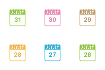 August Calendar Icon Pack