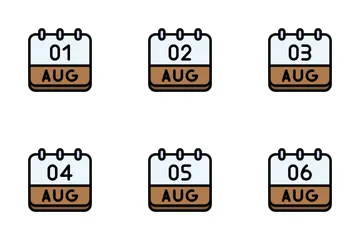 August Calendar Icon Pack