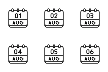 August Calendar Icon Pack