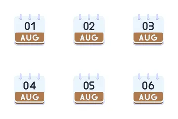 August Calendar Icon Pack