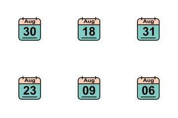 August-Kalender 2017 2 - Zeilen gefüllt Symbolpack