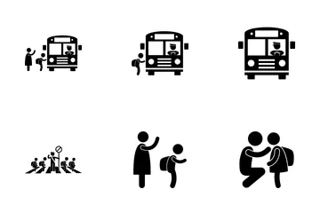 Autobús escolar Paquete de Iconos