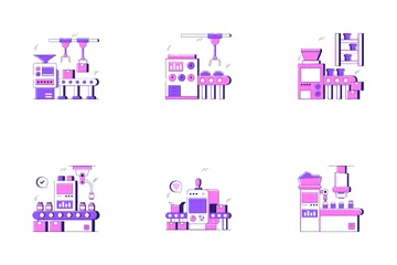 Proceso de máquinas de automatización industrial Icon Pack