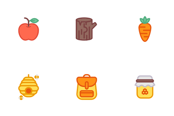 Autumn Two Line Colours Icon Pack