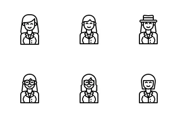 Avatar de mujer de negocios Paquete de Iconos