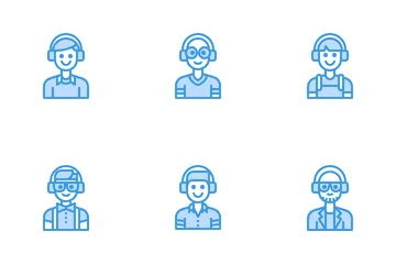 Homme avec casque Avatar Icon Pack