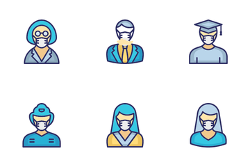 Avatar Wearing Mask Icon Pack