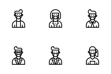 Avatares con máscaras médicas Paquete de Iconos