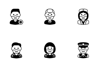 Avatars With Medical Mask Icon Pack