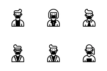 Avatars With Medical Masks Icon Pack