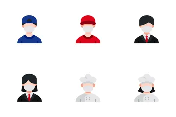 Avatars With Medical Masks Icon Pack