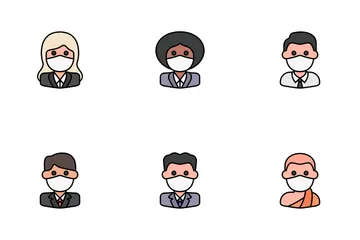 Avatars With Medical Masks Icon Pack