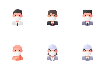 Avatars With Medical Masks Icon Pack