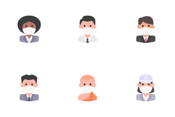 Avatars With Medical Masks Icon Pack