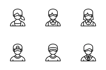 Avatars With Medical Masks Icon Pack